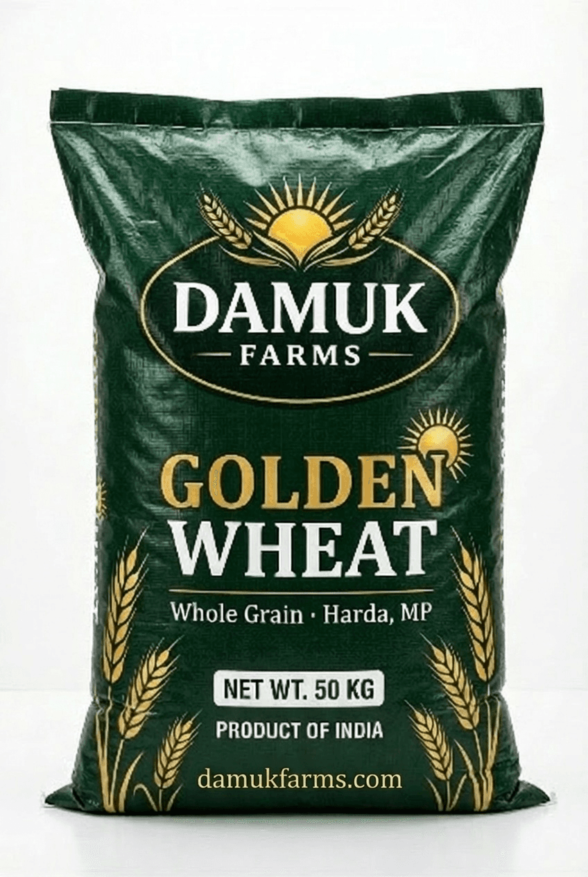 DAMUK Farms Golden Wheat whole grain sack, net weight 50 kg, Harda MP